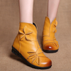 Bottes à la cheville confortables en cuir véritable avec fleurs pour femmes