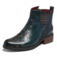 Bottes à la cheville élastiques pour femmes,  fleurs rétro