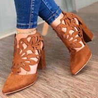 Bottes à talons hauts décontractées à bout pointu et à fermeture éclair pour femmes de grande taille
