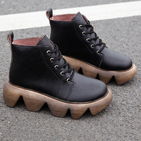 Bottes courtes à semelle épaisse et à lacets confortables pour femmes de grande taille