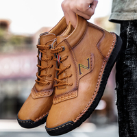 Bottes décontractées antidérapantes en cuir microfibre pour hommes