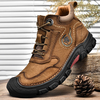 Bottes décontractées daffaires à lacets antidérapantes en cuir de vachette pour hommes