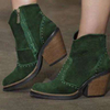 Bottes de cheville à talons épais avec fermeture à glissière latérale en daim de grande taille
