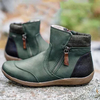 Bottes de cheville plates à fermeture à glissière latérale à bout rond pour femmes de grande taille