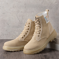 Bottes de combat à lacets en toile décontractée à semelle épaisse pour femmes