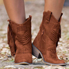 Bottes de cow-boy à talon épais avec fermeture à glissière latérale pour femmes de grande taille