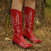 Bottes de cow-boy à talon épais brodées à bout pointu rétro pour femmes