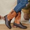Bottes de cow-boy mi-mollet résistantes au glissement pour femmes