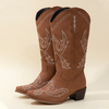 Bottes de cowboy à talons hauts brodés rétro pour femmes de grande taille