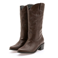 Bottes de cowboy sans lacets à talons épais brodés floraux Folkways de grande taille pour femmes