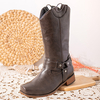 Bottes de harnais à enfiler à bout carré et rétro pour femmes