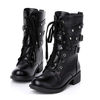 Bottes De Moto Femmes Cool Goth Punk AnkleMilitary Lace-up Black