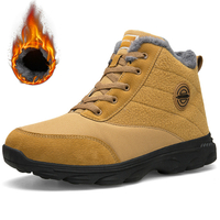Bottes de neige à lacets antidérapantes de couleur unie doublées chaudes pour hommes