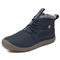 Bottes de neige à lacets imperméables antidérapantes en peluche chaude pour hommes