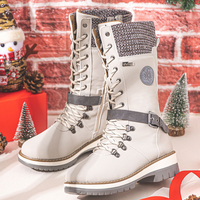 Bottes de neige à mi-mollet pour femmes,  boucle rétro,  couleur unie,  fermeture éclair sur le côté