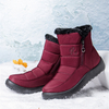 Bottes de neige courtes à glissière latérale antidérapantes confortables pour femmes de grande taille
