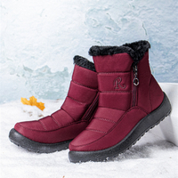 Bottes de neige courtes à glissière latérale antidérapantes confortables pour femmes de grande taille