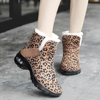 Bottes de neige courtes à glissière léopard résistantes au glissement pour femmes