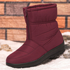 Bottes de neige décontractées à la cheville et à glissière avant doublées chaudes de grande taille pour femmes