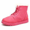 Bottes de neige dhiver à lacets,  chaussures plates avec doublure en fourrure chaude et daim