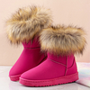 Bottes de neige plates confortables en daim de couleur unie décontractées pour femmes