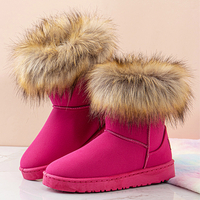 Bottes de neige plates confortables en daim de couleur unie décontractées pour femmes