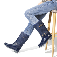 Bottes de pluie plates antidérapantes mi-mollet confortables et imperméables pour femmes