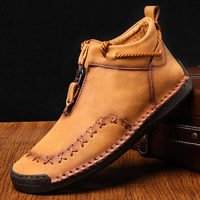 Bottes de travail décontractées en cuir véritable pour hommes