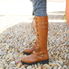 Bottes déquitation au genou à bout rond et bride croisée pour femmes