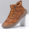 Bottes en cuir décontractées confortables à semelle Soft avec coutures à la main pour hommes
