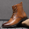 Bottes habillées formelles en cuir de style britannique à la main rétro pour hommes