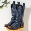 Bottes mi-mollet à boucle en métal brodées pour femmes