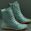 Bottes mi-mollet en cuir de couleur pure à lancienne pour femmes