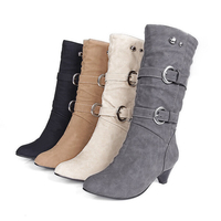 Bottes mi-mollet pour femme,  taille US 5-12,  à enfiler bottes en daim décontractées Soft