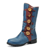 Bottes mi-mollet résistantes à lusure antidérapantes imperméables à tête ronde en cuir PU pour femmes
