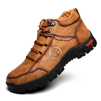 Bottines à coudre à la main antidérapantes en cuir microfibre pour hommes