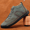 Bottines à coutures faites à la main antidérapantes en cuir microfibre pour hommes