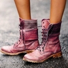 Bottines à talons blocs à lacets en cuir rétro pour femmes de grande taille