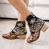 Bottines à talons carrés et à lacets brodés à bout pointu pour femmes de grande taille