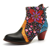 Bottines confortables en cuir avec fleurs pour femmes