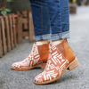 Bottines décontractées à talon carré pour femmes avec impression Folkways