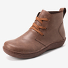 Bottines décontractées rétro en cuir à talon bas de couleur pure