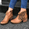 Bottines de cow-boy à talon épais à glissière latérale léopard pour femmes