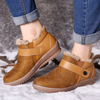 Bottines de neige décontractées en cuir imperméables avec doublure en fourrure chaude