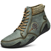 Bottines en cuir microfibre à lacets confortables et antidérapantes faites à la main pour hommes Soft