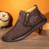 Bottines en cuir pour hommes en velours côtelé à la main