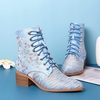 Bottines en tissu brodées de fleurs élégantes pour femmes