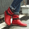 Bottines plates à bout rond avec ceinture en cuir rétro pour femmes de grande taille
