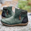 Bottines plates à fermeture éclair latérale et bout rond pour femmes
