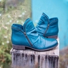 Bottines plates décontractées à glissière latérale de couleur unie portables pour femmes de grande taille